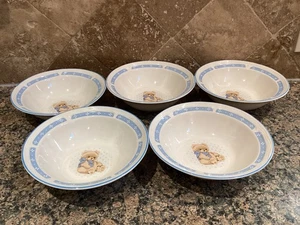 Tienshan Stoneware Teddy Bear Bowl Set Of 5 Vintage Soup Cereal Serveware Dish - Picture 1 of 4