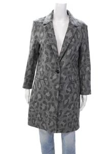 Thakoon Womens Angora Animal Print Single Button Coat Smoke Gray Size Small - Picture 1 of 6