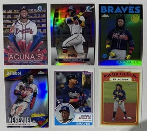 6 Karten Lot Ronald Acuna Jr Refractor Lot mit Rookie Card Atlanta Braves - Bild 1 von 2