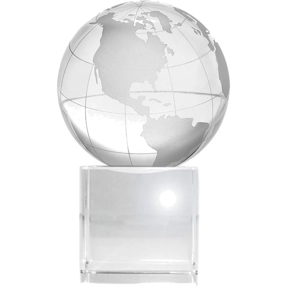 Elegante globo terráqueo de cristal de 2,2 pulgadas sobre base de vidrio grabable - 3,75 pulgadas de alto Foto 1 de 4