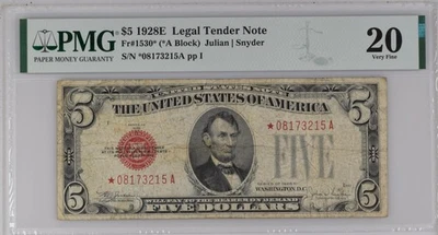 1935 $5 Legal Tender Star Note PMG VF20 Fr-1530* Red Seal - Image 1 of 2