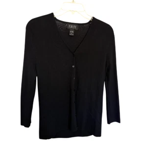 Finity BLACK CARDIGAN SWEATER Sz Small Knit Lightweight Layering Career Casual - Picture 1 of 7