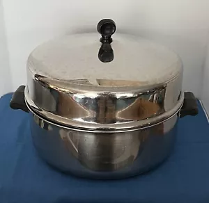 Vintage FARBERWARE 5 QT Aluminum Clad Stainless Steel STOCK POT • Dome Lid - Picture 1 of 6