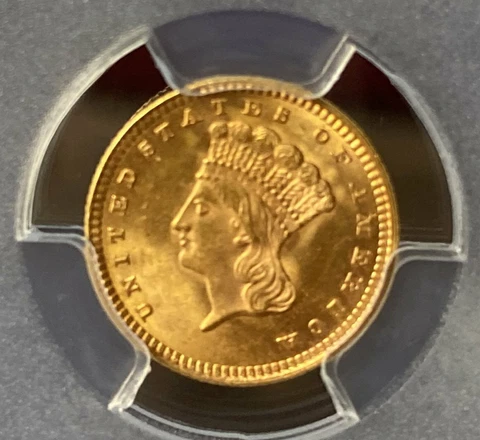1873 G$1 Open 3 PCGS MS64 Shield Cover