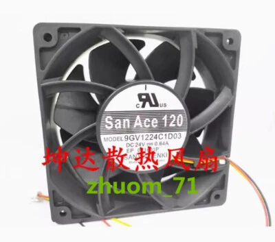 1PC SANYO 12CM 9GV1224C1D03 24V 0.64A Three wire frequency converter cooling fan - Image 1 of 4