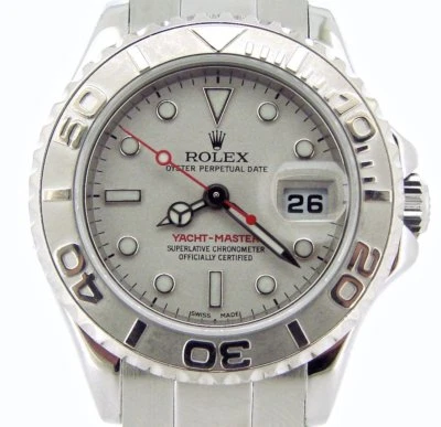 Rolex Yacht Master Lady Stainless Steel Watch Platinum Dial & Bezel 29mm 169622 - Image 1 of 4