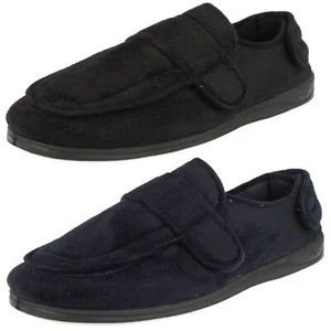 Herren Polster abgerundet vorne Memory Foam Haken & Schlaufe Komfort Textil Hausschuhe Wrap - Bild 1 von 10
