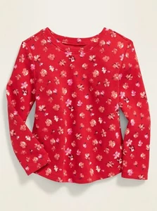 Old Navy Kleinkind Mädchen rot Blumenmuster Thermo U-Ausschnitt T-Shirt Größe 2T - Bild 1 von 1