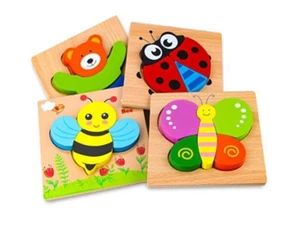 New SKYFIELD S/4 BPA FREE Wooden Animal Puzzles Toddlers 12M+ Up Educational NIB - Picture 1 of 5