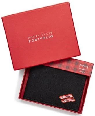Perry Ellis Men's Emoji Canvas Bifold Bacon Wallet, Black in Box WP39000 - Image 1 of 2