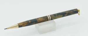 Vintage 1930's Bronze & Blue Marble w/Gold Trim Ringtop Pencil - Picture 1 of 3