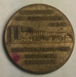 1934 Chicago Worlds Fair Century Of Progress Hoover Electric Cleaner Medal - Picture 1 of 6