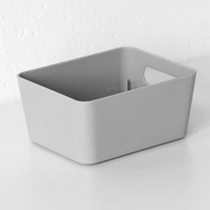 Set of 12 Small Grey 5" Plastic Storage Pots Organisers Desk Tidy Shelf Baskets - Picture 1 of 8