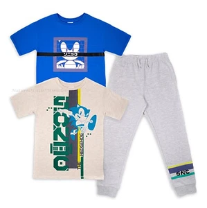 Sonic The Hedgehog Boys 3 PC Set Size 7 8 10 12 L T Shirt Jogger Sweat Pants NEW - Picture 1 of 5