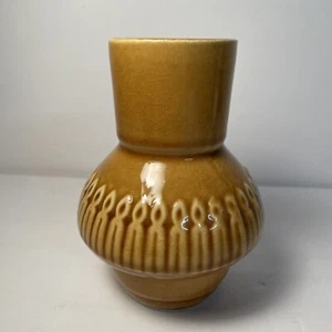 Vintage MCM Ceramic Vase Yellow Gold Japan 5" Tall - Picture 1 of 10
