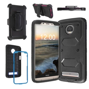 For Moto Z3 Play Moto Z4 Play Case Shockproof Hybrid With Belt Clip KickStand - Picture 1 of 33