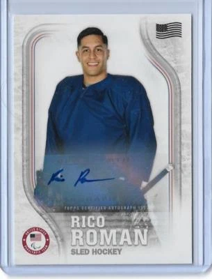 RARE 2018 TOPPS OLYMPICS RICO ROMAN SLED HOCKEY FLAG AUTOGRAPH AUTO CARD ~ /25 - Image 1 of 2