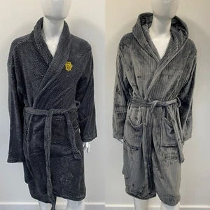 Grey Dressing Gown Men's Pierre Roche Size M-XXL Hooded Fleece Winter FVY001 NG - Picture 1 of 16