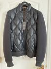 HUGO BOSS JOMIX QUILTED-LEATHER JACKET WITH WOOL-BLEND SLEEVES NWT