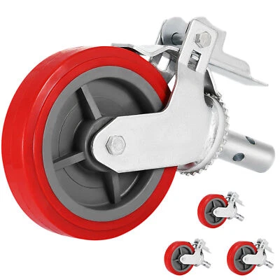 Scaffold Scaffolding Casters 8" x 2" Set of 4 Locking Polyurethane Wheel Swivel - Image 1 of 4