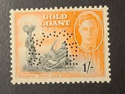 Gold Coast Ghana Specimen Stamp KGVI One Shilling 1s MINT MH BREAKING COCOA PODS - Image 1 of 4