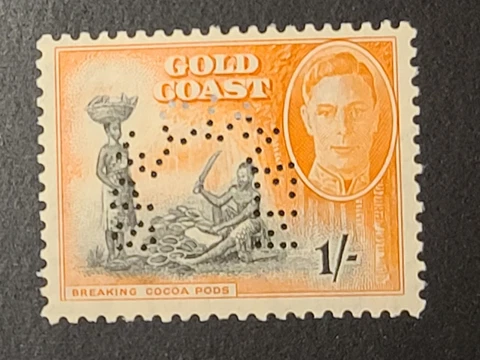 Gold Coast Ghana Specimen Stamp KGVI One Shilling 1s Mint Scare Cover