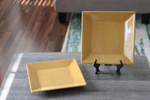 Set of 2 Corsica Home Tabletops Gallery Yellow Dessert Salad Plate 10" Square - Picture 1 of 5