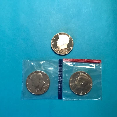 1984 P D S  Kennedy Half Dollars  Mint Cello  2-Unc &1-Proof  FREE SHIP  3 Coins - Image 1 of 2