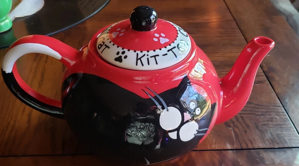 Kit - Tetera Tetera-Gato Lorrie Veasey Cerámica Roja y Negra "Nuestro Nombre Es Barro" Foto 1 de 4