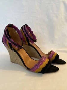 Lanvin SCALLOPED SNAKESKIN ESPADRILLE WEDGE SHOE Sandal EUR 41 US 9.5 UK 7.5 GC - Picture 1 of 10