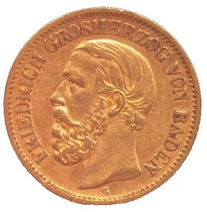 10 Mark Gold Baden G Friedrich I. 1875 in Kapsel, D0547 - Bild 1 von 2
