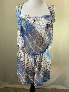 Vera Wang Princess Chiffon Stacked Neckline Ruffle Spaghetti Strap Lined Romper - Picture 1 of 10