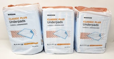 (3) Almohadillas inferiores desechables McKesson Classic Plus absorción de luz 10ct 23 x 36 pulgadas Foto 1 de 4