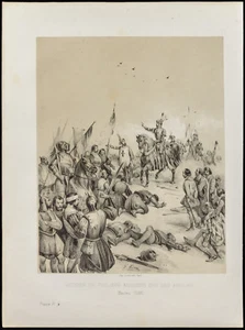 Lithographie de 1859: Philippe Auguste bataille de Mantes-la-Jolie. Victor Adam - Foto 1 di 2