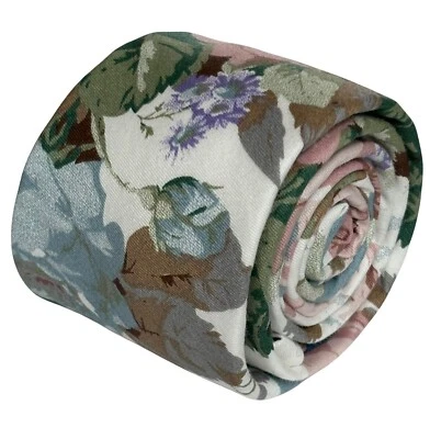 watercolour style english rose garden cotton mens wedding tie bow handkerchief - Image 1 of 4