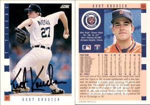 Kurt Knudsen Signed 1993 Score #264 Card Detroit Tigers Auto AU