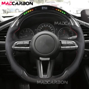 Volante deportivo LED de fibra de carbono real para Mazda CX3 Axela 2020+ puntada roja - Imagen 1 de 16