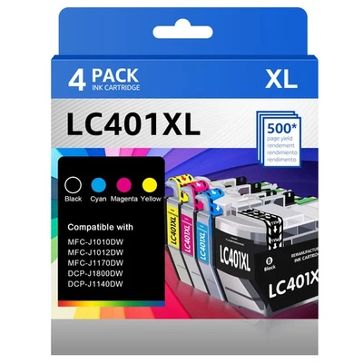 LC401XL Printer Ink fits for Brother MFC-J1010DW MFC-J1012DW MFC-J1170DW W/CHIP - Image 1 of 4