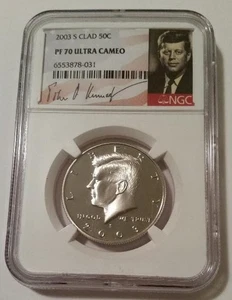 2003 S Clad Kennedy Half Dollar Proof PF70 UC NGC Portrait Label - Bild 1 von 2