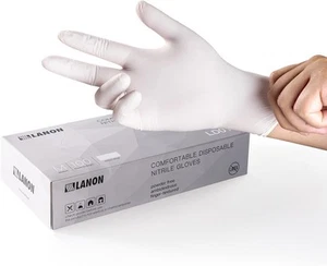 LANON Food Safe White Disposable Nitrile Gloves, Latex-Free, Powder-Free, Tex... - Picture 1 of 6