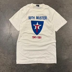 Vintage 90s 50th Muster Military T Shirt Size M - Picture 1 of 7