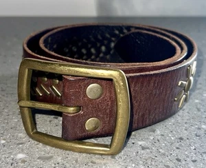 Linea Pelle Gürtel Größe Small Nieten Leder Messingschnalle - Bild 1 von 5