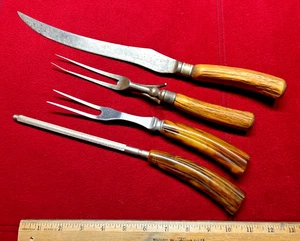 Vintage 3 Piece Carving Set Knife, Fork & Sharpener - Picture 1 of 6
