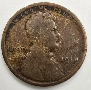 Penny 1912 P Lincoln grano centesimo grana legno plancetta legnosa OBV VG errore di conio - Foto 1 di 7
