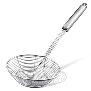 Stainless Steel Spider Strainer Skimmer - Solid Kitchen Strainer Ladle with L... - Picture 1 of 7