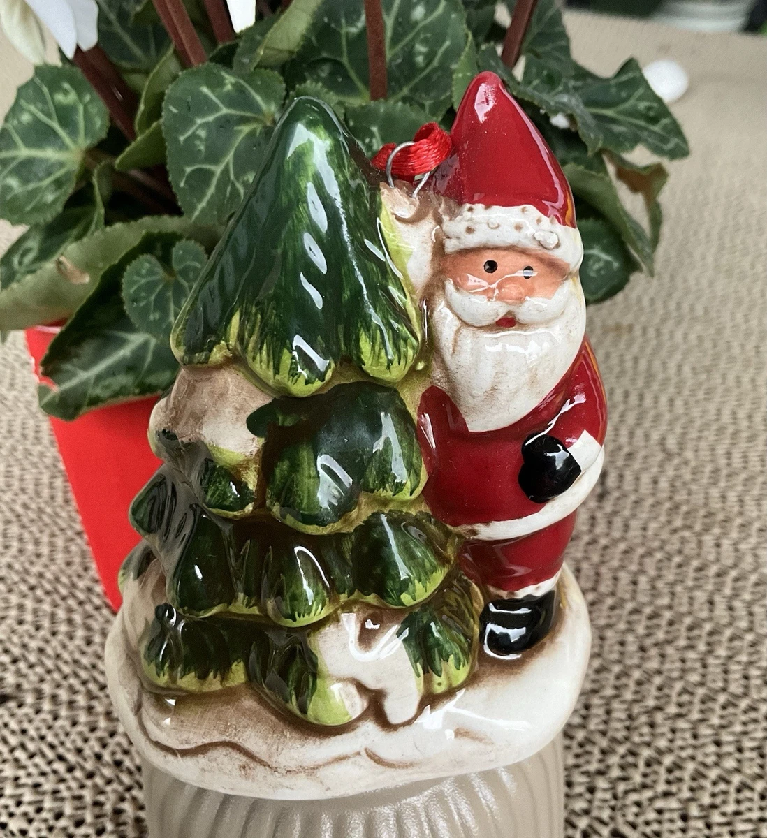 VHC Brands Pipka Weihnachtsmann-Figur Mit Weihnachtsbaum, 16 X 6,5 X 2,75 Cm - Rustikale Weihnachtsdekoration