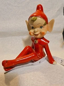 Vintage Elfe Pixie Weihnachtsfigur 6"×5,75" - Bild 1 von 9