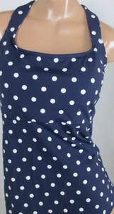 Costume da bagno Tankini LANDS END blu navy a pois collo quadrato top donna 10 coppa D NUOVO - Foto 1 di 10