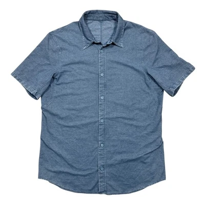 Lululemon Commission S/S Button Shirt Enzyme Garment Dye River Blue Mens XL - Image 1 of 4