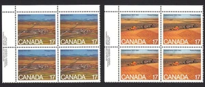 CANADÁ 1980 #863-864 MNH CONJUNTO bloques superiores izquierdos de 4 ALBERTA, SASKATCHEWAN - Imagen 1 de 1
